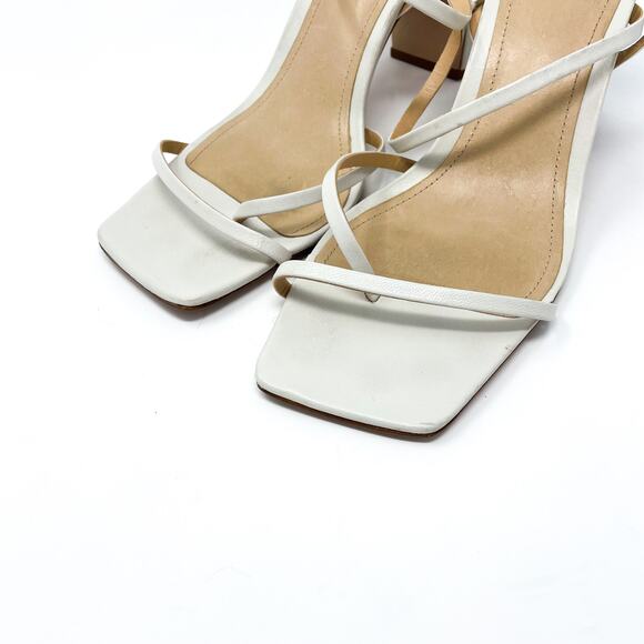 SCHUTZ Amaia White Leather Square Toe Heels - Picture 4 of 10